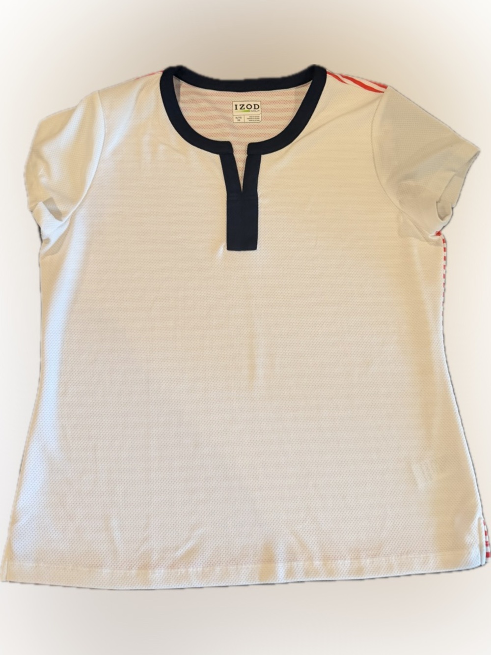 Izod Women's Short Sleeve Polo Golf Sz XL White Red Blue